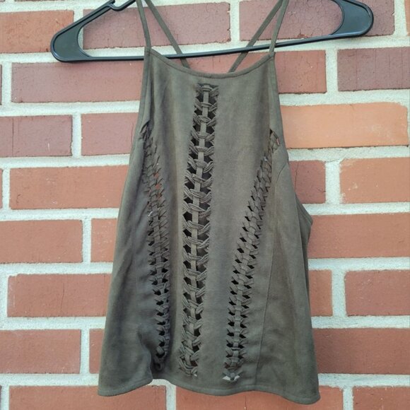 Cotton Candy Tops - Olive Green Tank Top - Soft Suede Feel - Made by Cotton Candy - Size S